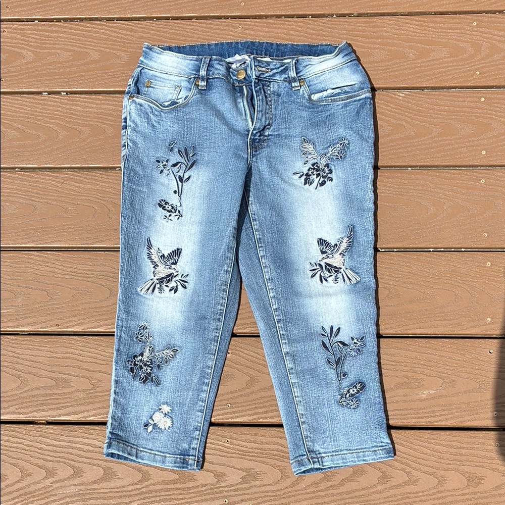 Embroidered Blue Jeans for Women